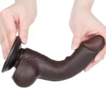 Dildo Realista 7.5'' Sliding Skin Dual Layer Dong Black - Imagen 5